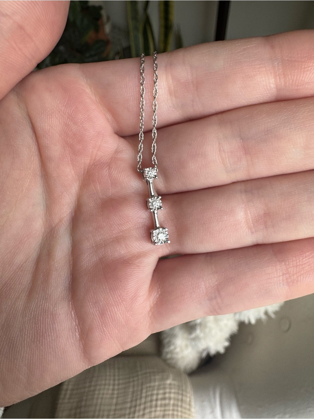 Sterling Silver Cubic Zirconia Drop Pendant Necklace - Picture 2 of 4